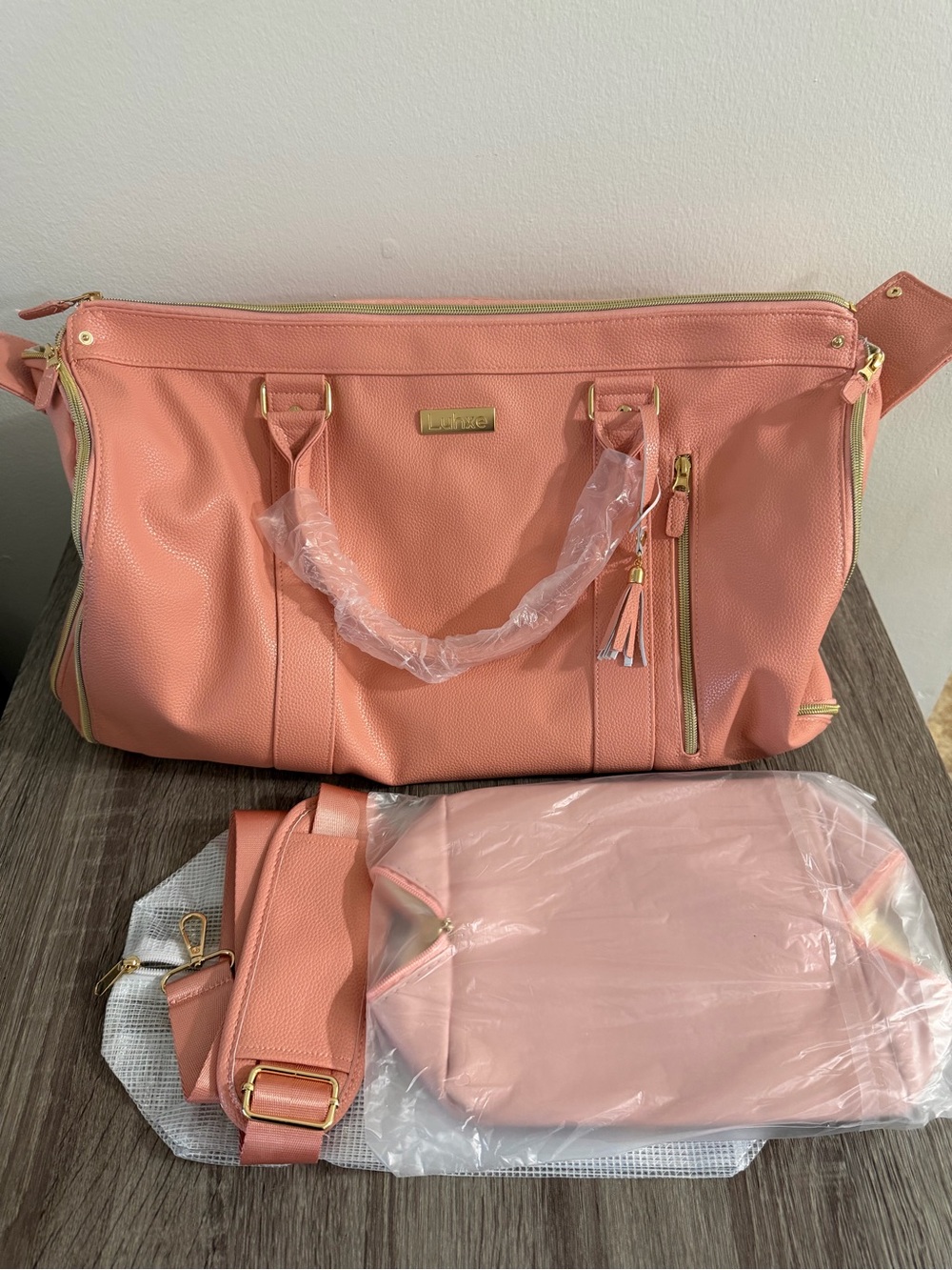 Luhxe Travel Convertible Carry On Garment Bag with Extras Color Rose New